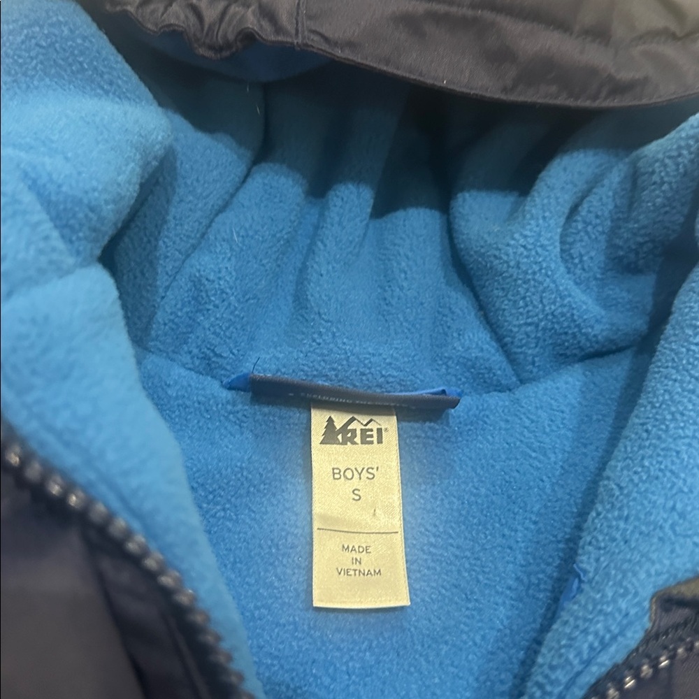 REI Boys Timber Mountain Jacket Blue Kids Two-Tone Puffer fleece lined Small 8 - Picture 3 of 6